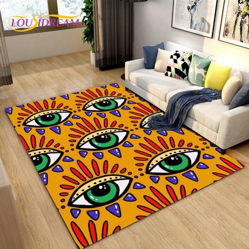 Greek Evil Eye Brown / 40x60cm Evil Eye 3d Printed Classic Rugs