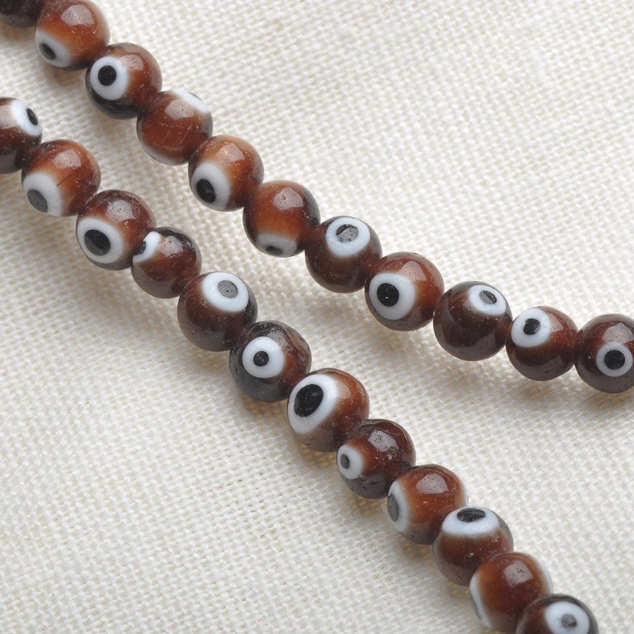 Greek Evil Eye Brown Evil Eye Rounded Beads 50pcs