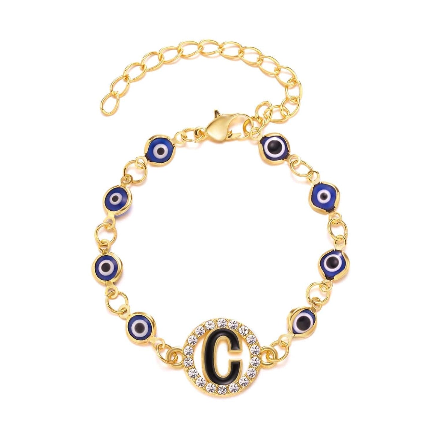 Greek Evil Eye C Evil Eye Alphabetic Bracelet