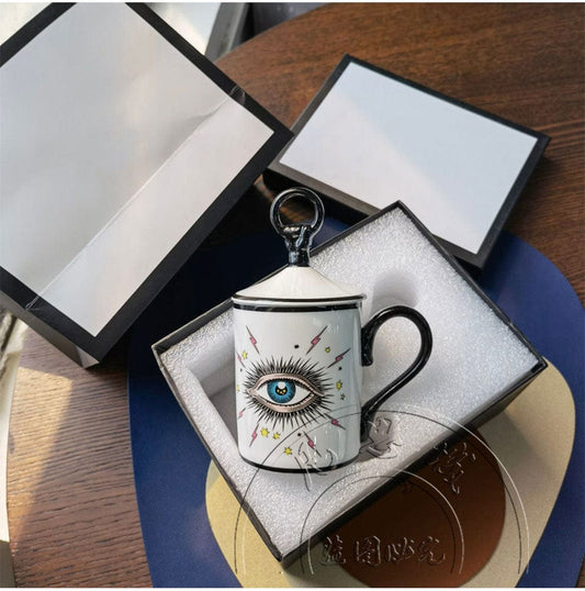 Greek Evil Eye Ceramic Evil Eye Coffee Mug with Lid