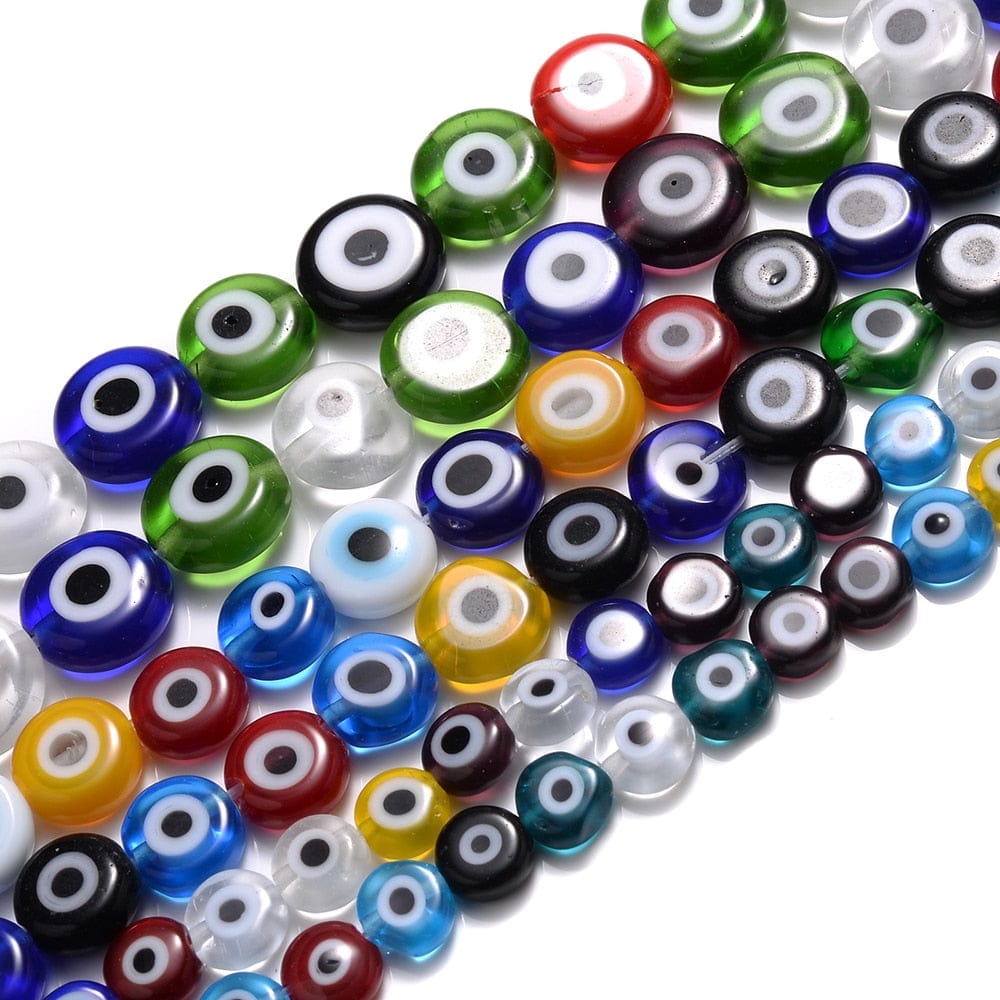 Greek Evil Eye Colorful / 6mm Colorful Evil Eye Flat Back Round Beads