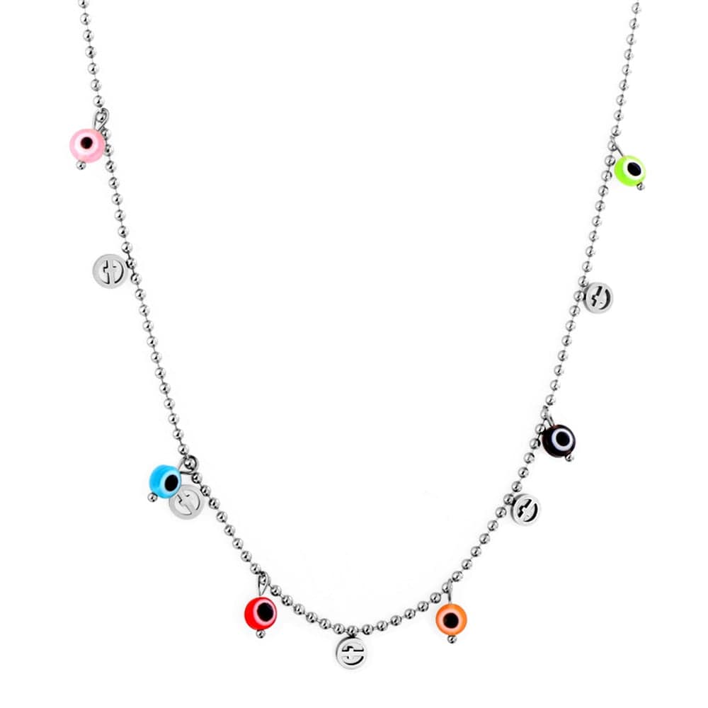 Greek Evil Eye Colorful Charms / Silver Evil Eye Stylish Pendant Necklaces