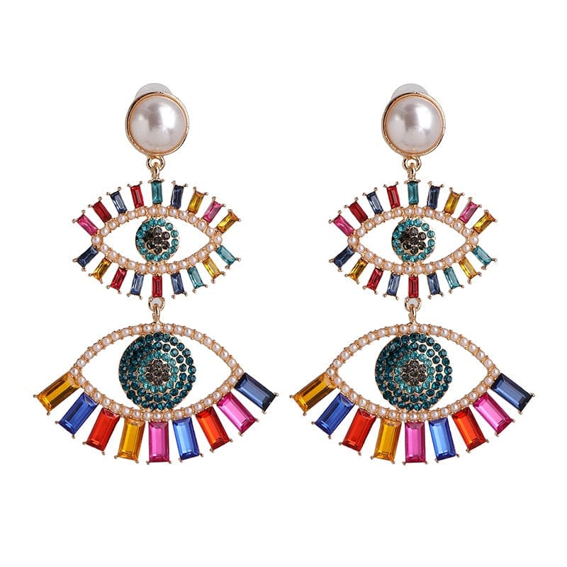 Greek Evil Eye Colorful Evil Eye Drop Earrings