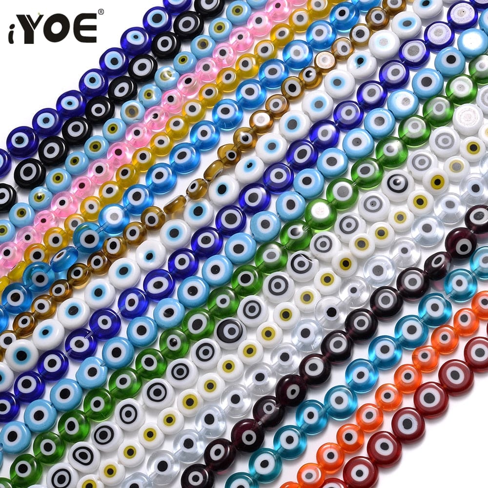 Greek Evil Eye Colorful Evil Eye Flat Back Round Beads