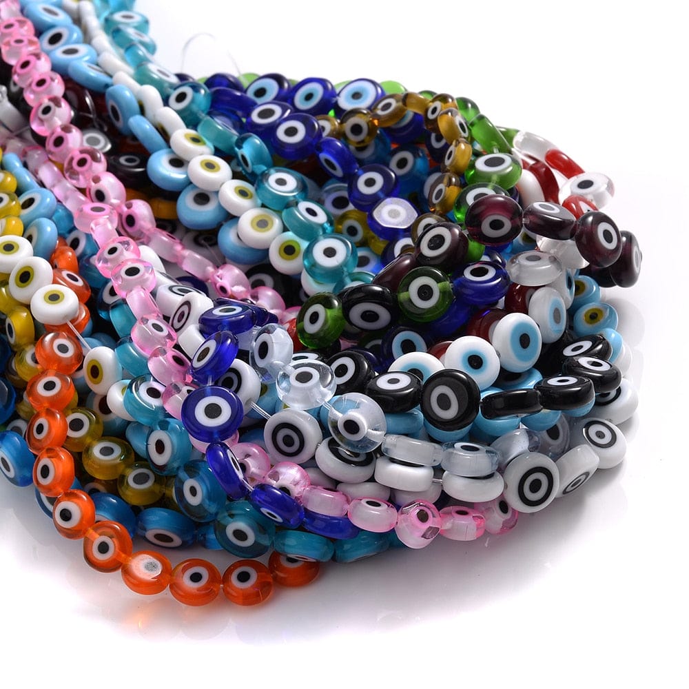 Greek Evil Eye Colorful Evil Eye Flat Back Round Beads