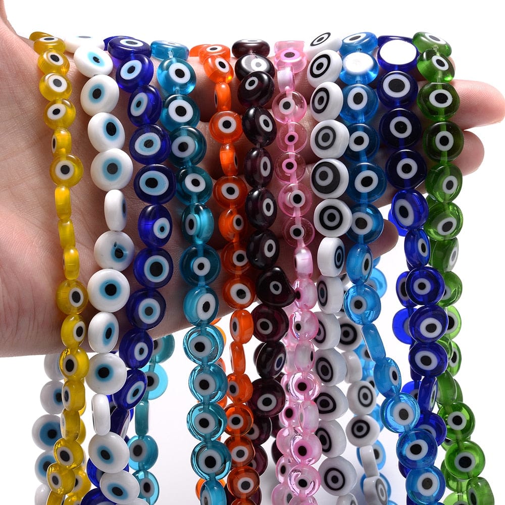 Greek Evil Eye Colorful Evil Eye Flat Back Round Beads