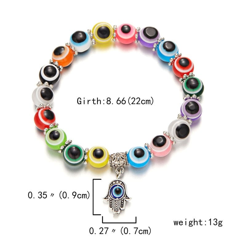 Greek Evil Eye Colorful Multicolor Evil Eye Hamsa Hand Bracelet