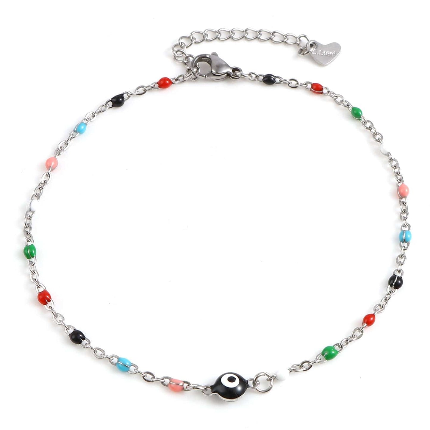 Greek Evil Eye Colorful Multicolor Round Evil Eye Anklet