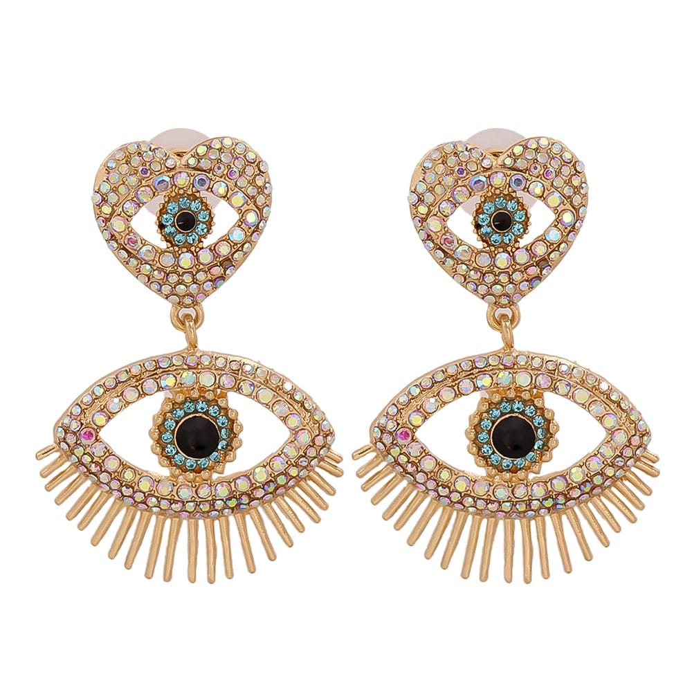 Greek Evil Eye Colorful Shining Eye Evil Eye Drop Earrings