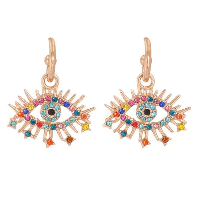 Greek Evil Eye Colorful-Stars Evil Eye Drop Earrings