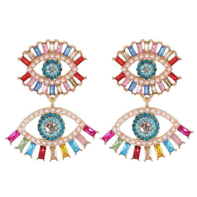 Greek Evil Eye Colors Dubble Eye Evil Eye Drop Earrings