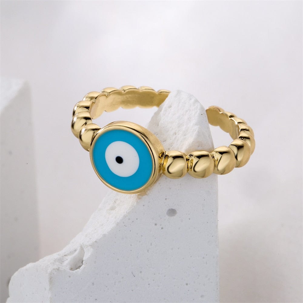 Greek Evil Eye Copper Evil Eye Adjustable Ring