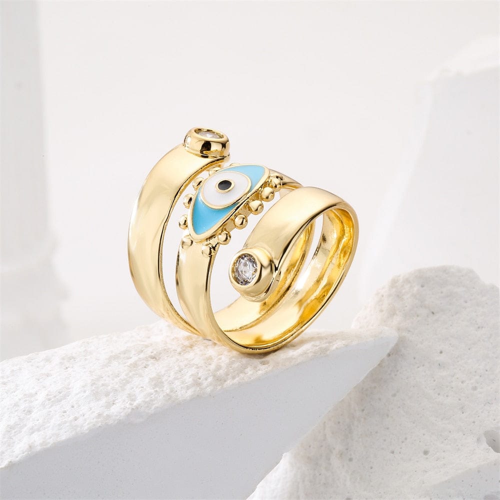 Greek Evil Eye Copper Evil Eye Adjustable Ring