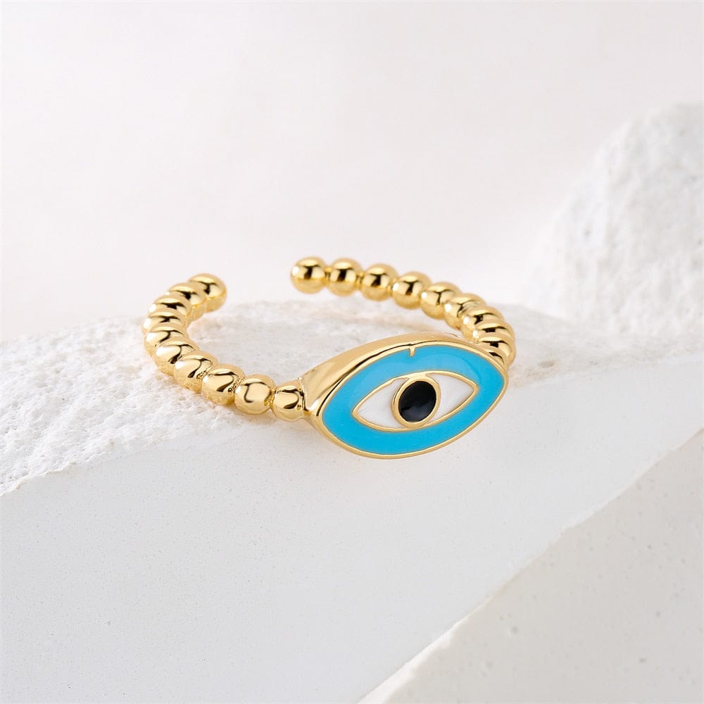 Greek Evil Eye Copper Evil Eye Adjustable Ring