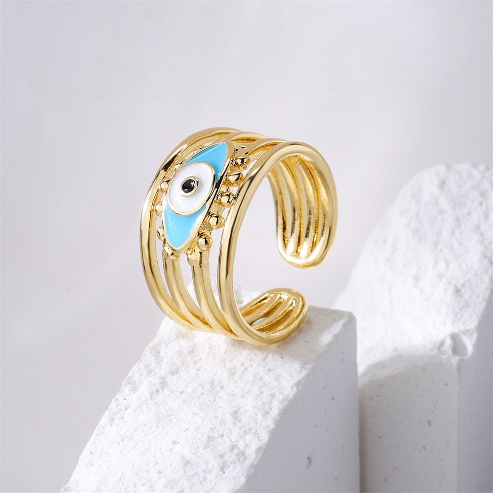 Greek Evil Eye Copper Evil Eye Adjustable Ring