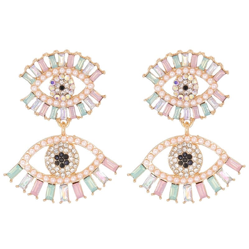 Greek Evil Eye Creamy Colors Evil Eye Drop Earrings