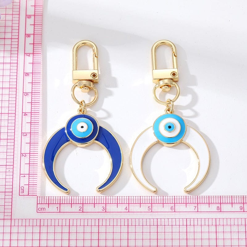 Greek Evil Eye Crescent Shape Evil Eye Keychain