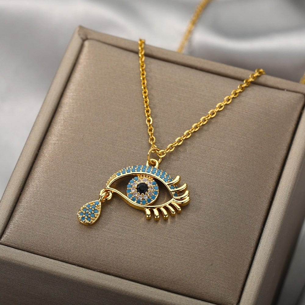 Greek Evil Eye Crystal Evil Eye Pendant Necklace