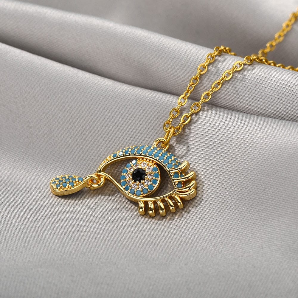 Greek Evil Eye Crystal Evil Eye Pendant Necklace