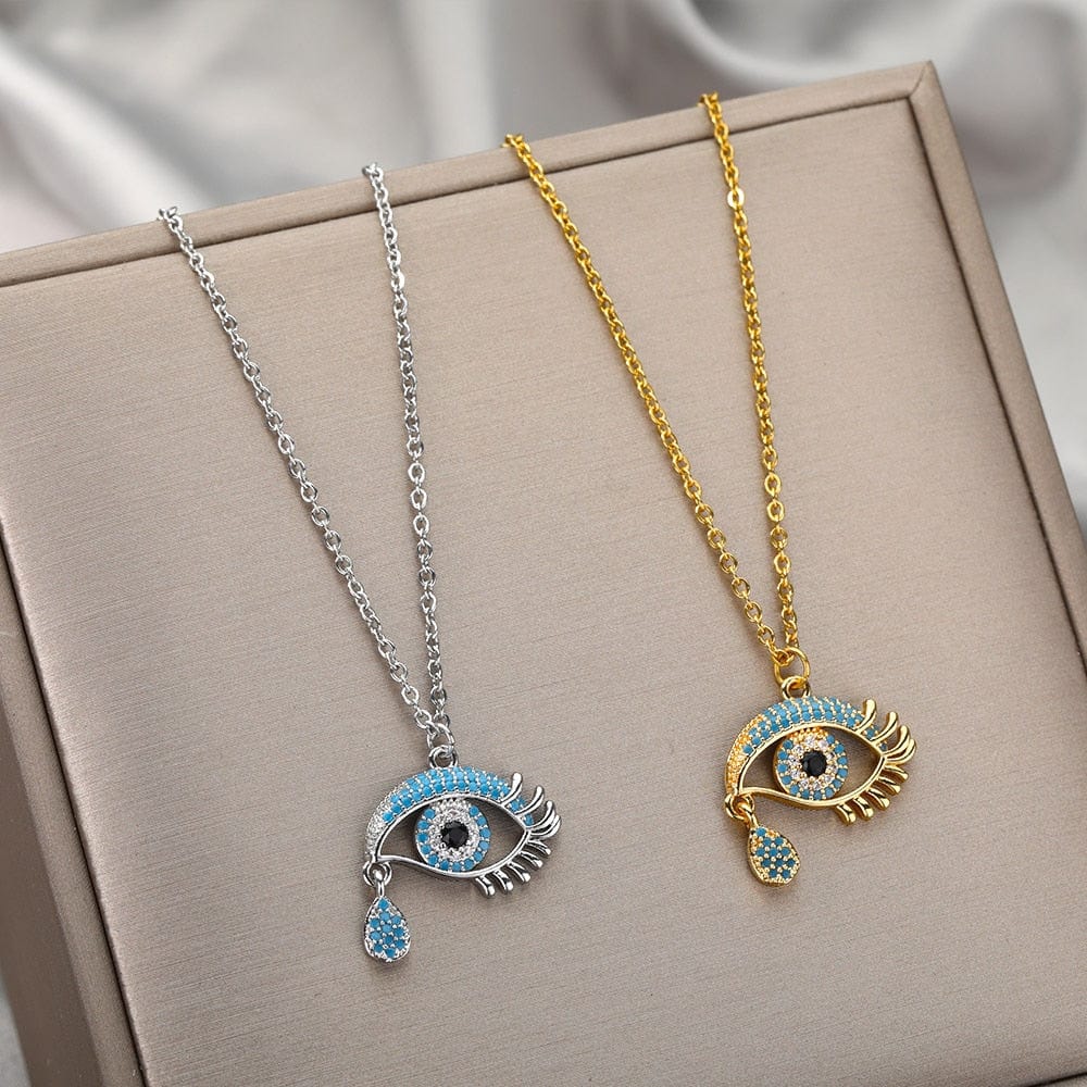 Greek Evil Eye Crystal Evil Eye Pendant Necklace