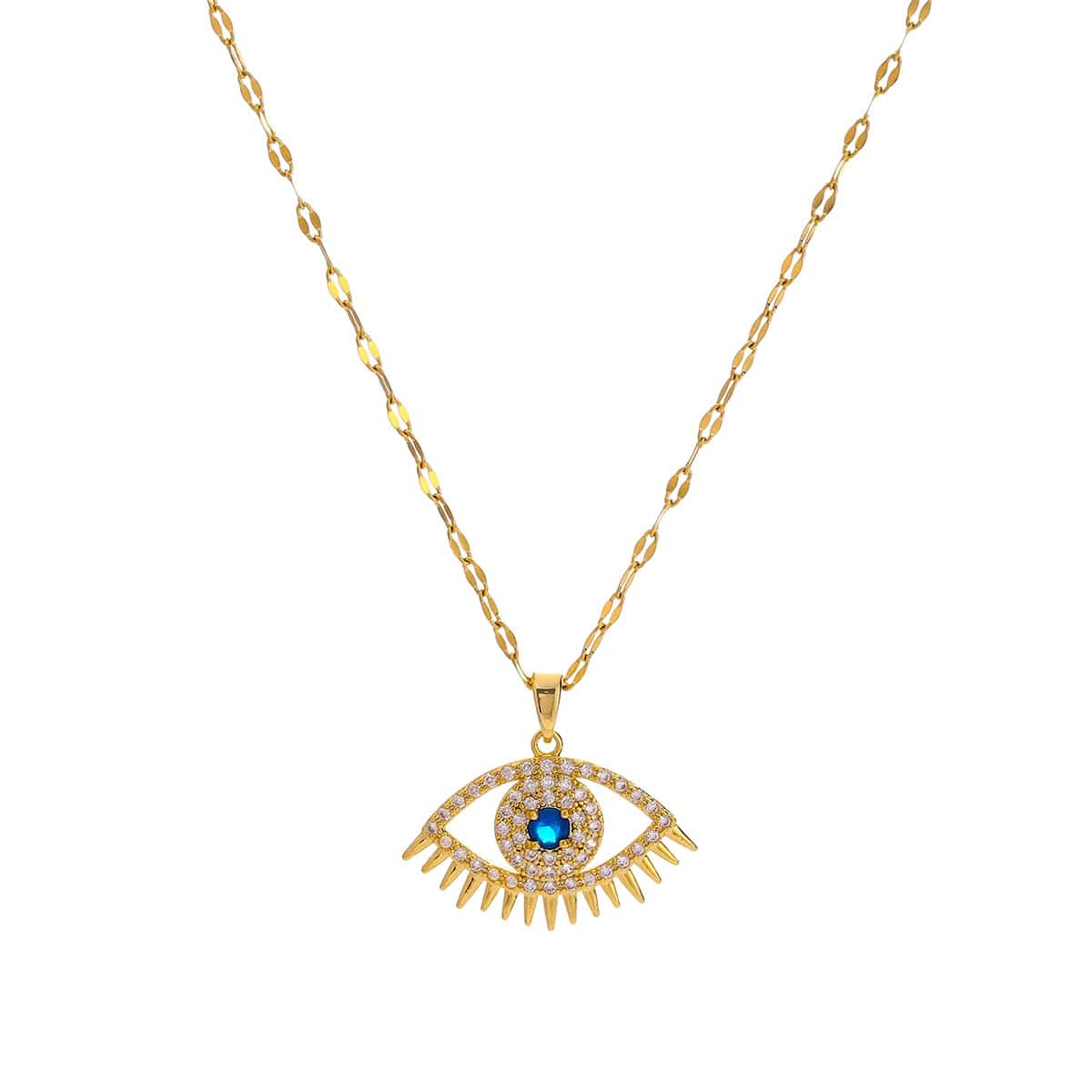 Greek Evil Eye Cubic Zircon Pendant Evil Eye Stainless Steel Pendant Necklace