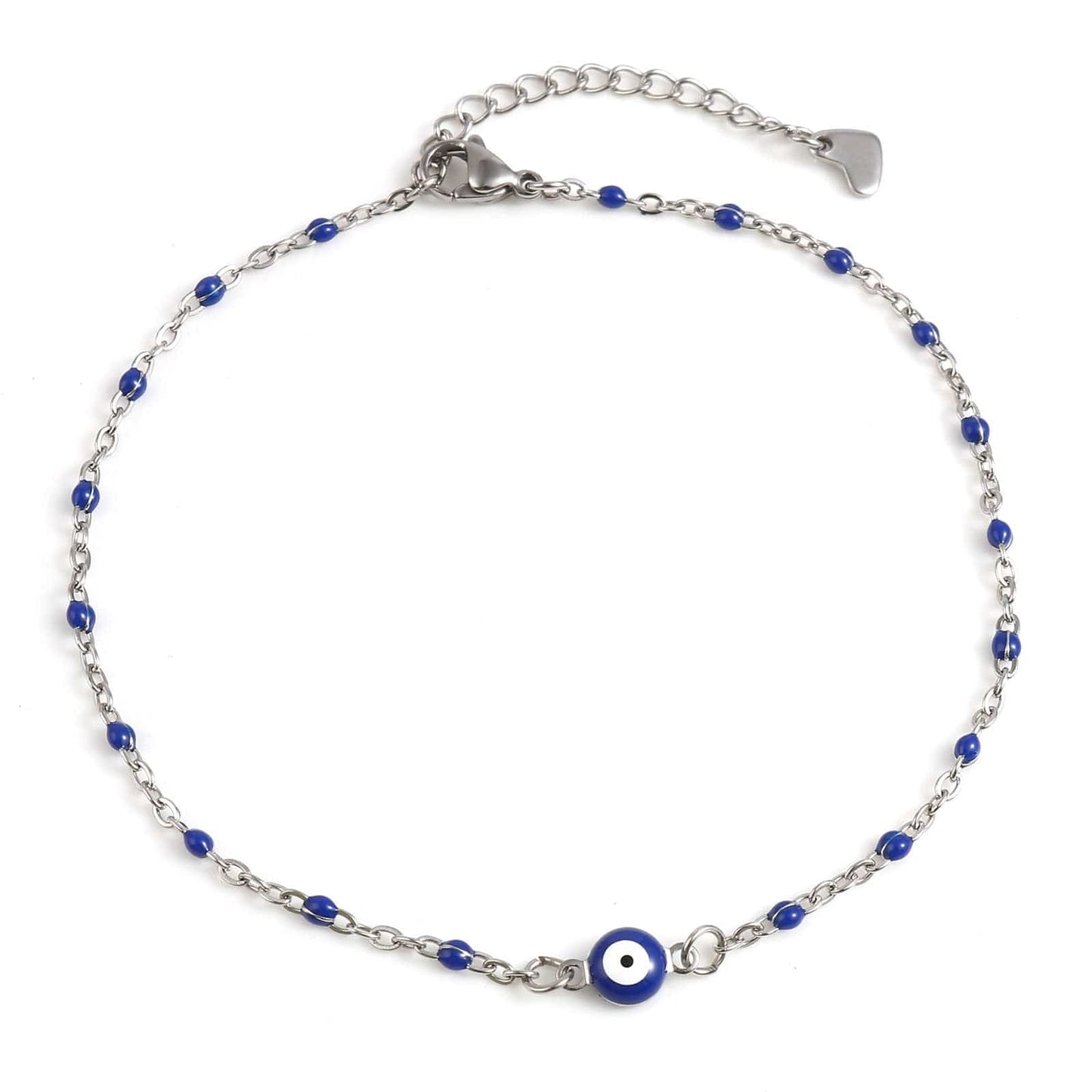 Greek Evil Eye Dark-Blue Multicolor Round Evil Eye Anklet