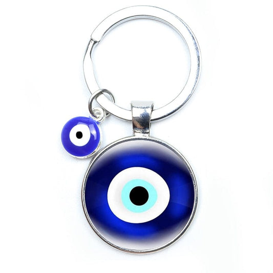 Greek Evil Eye Design 1 Blue Evil Eye Metal Keychain