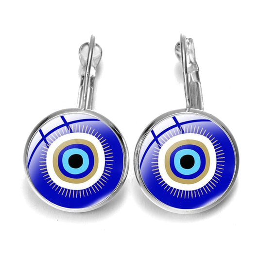 Greek Evil Eye Design-1 Blue Evil Eye Pattern Earrings