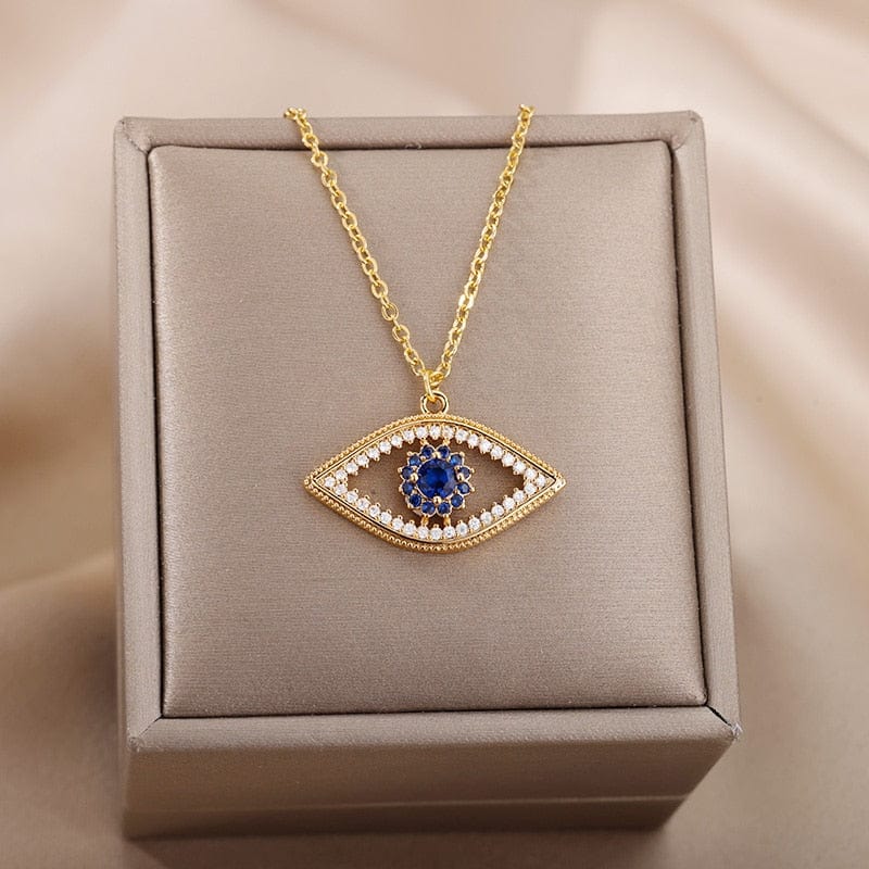 Greek Evil Eye Design 1 / Gold Pretty Evil Eye Gift Pendant Necklace