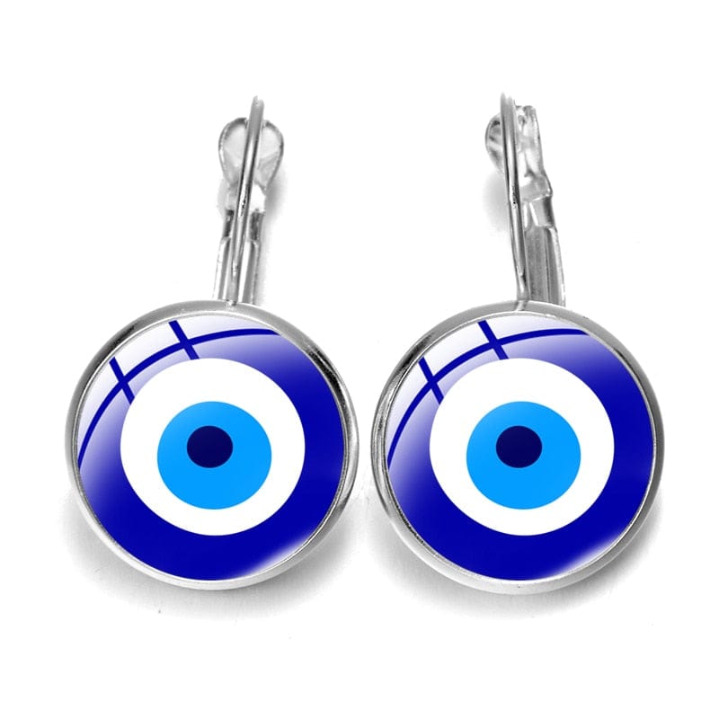 Greek Evil Eye Design-10 Blue Evil Eye Pattern Earrings