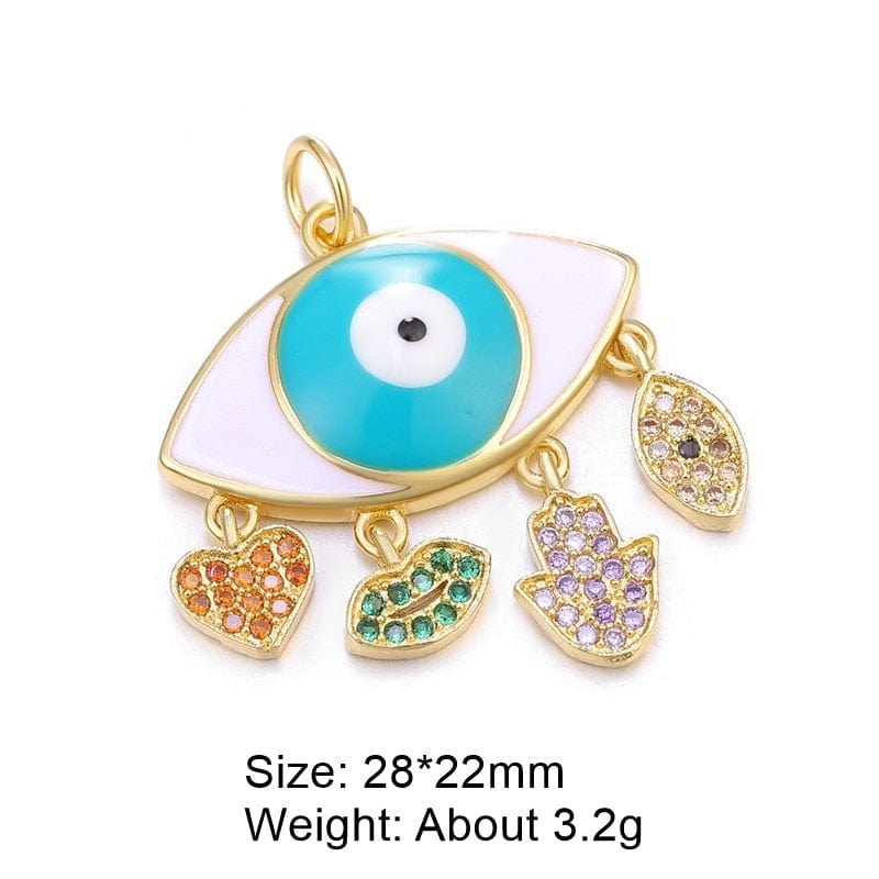 Greek Evil Eye Design 12 Multicolor Evil Eye Charm Pendants