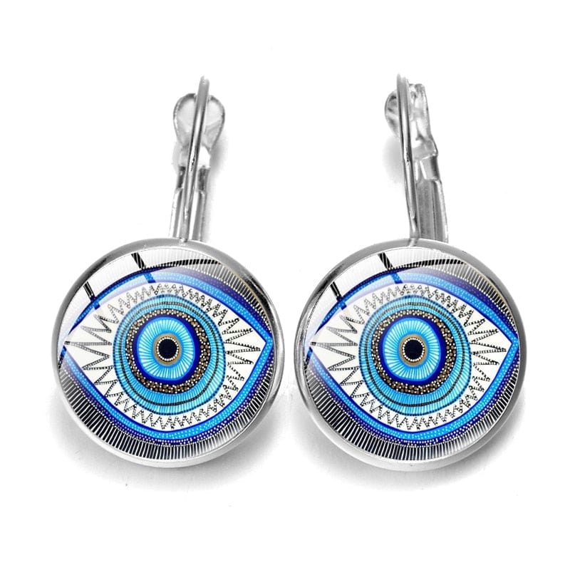 Greek Evil Eye Design-13 Blue Evil Eye Pattern Earrings