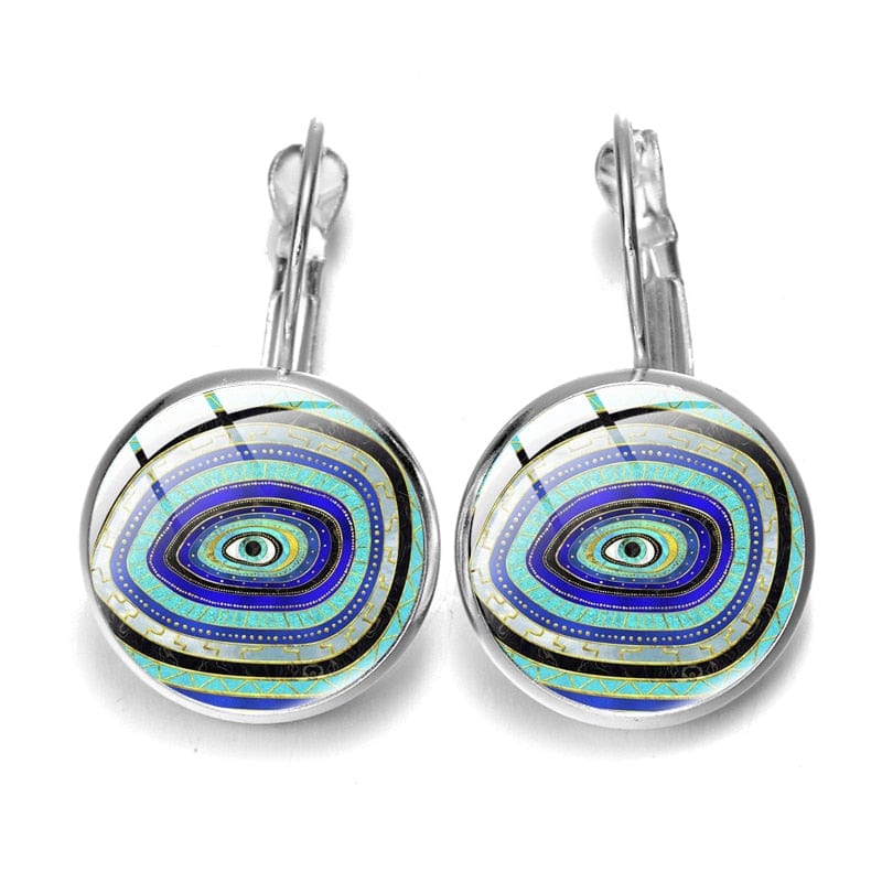 Greek Evil Eye Design-14 Blue Evil Eye Pattern Earrings