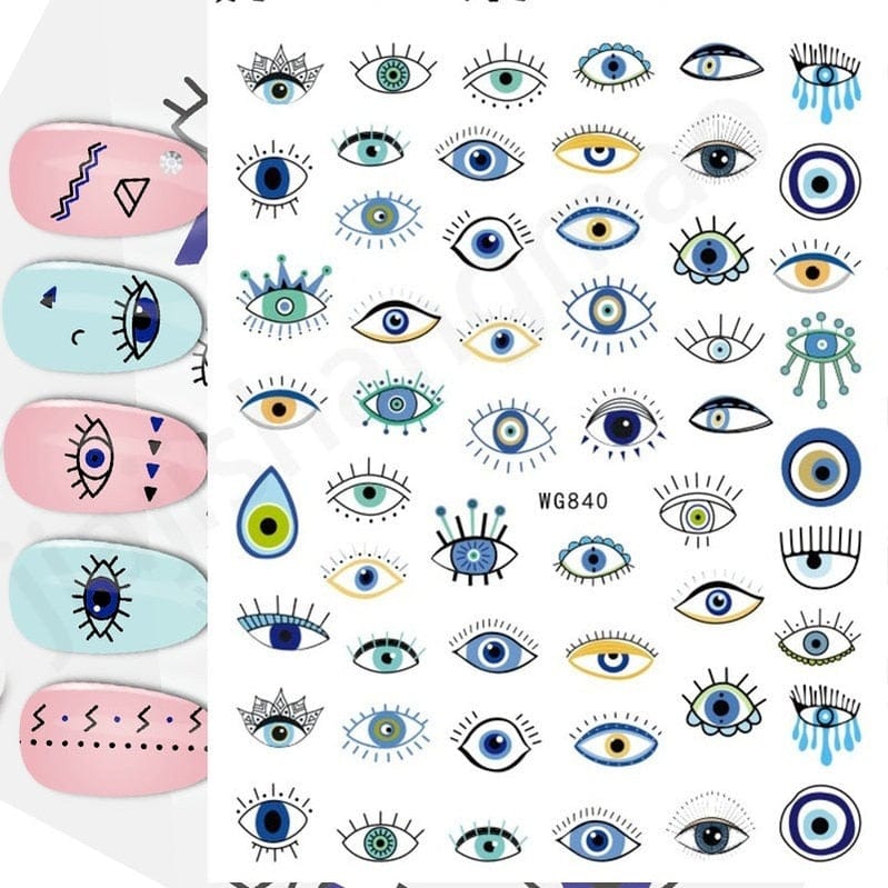 Greek Evil Eye Design 14 Evil Eye 3D Design Nails Stickers