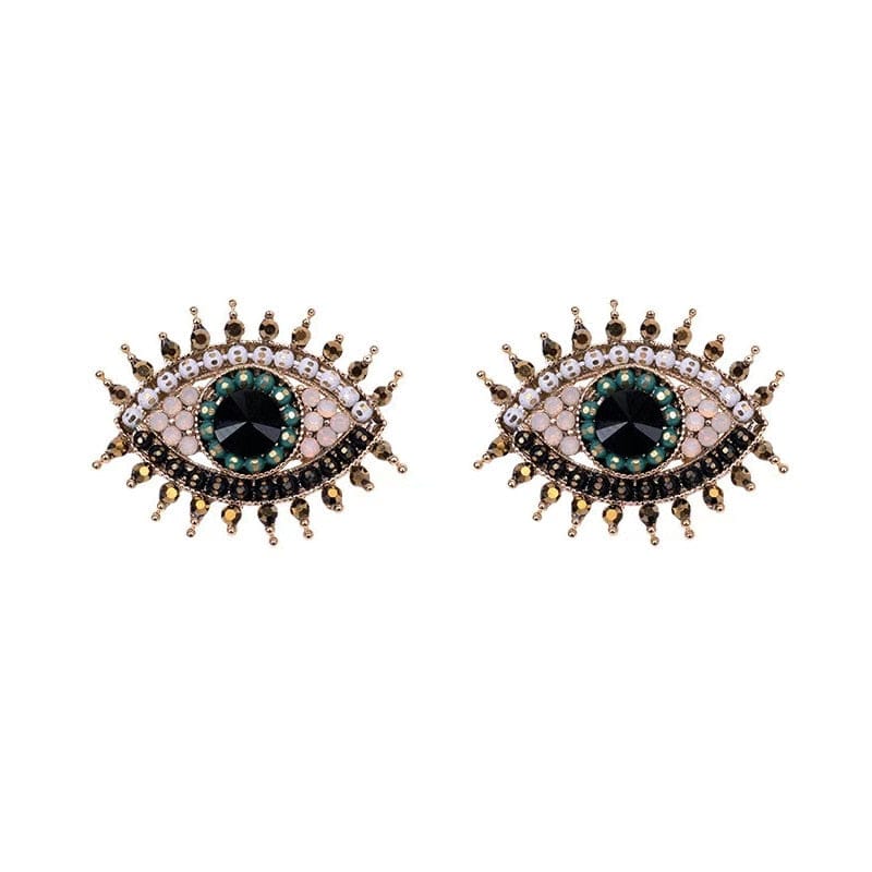 Greek Evil Eye Design-14 Rhinestone Evil Eye Drop Earrings