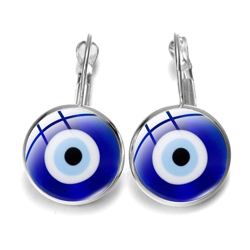 Greek Evil Eye Design-15 Blue Evil Eye Pattern Earrings