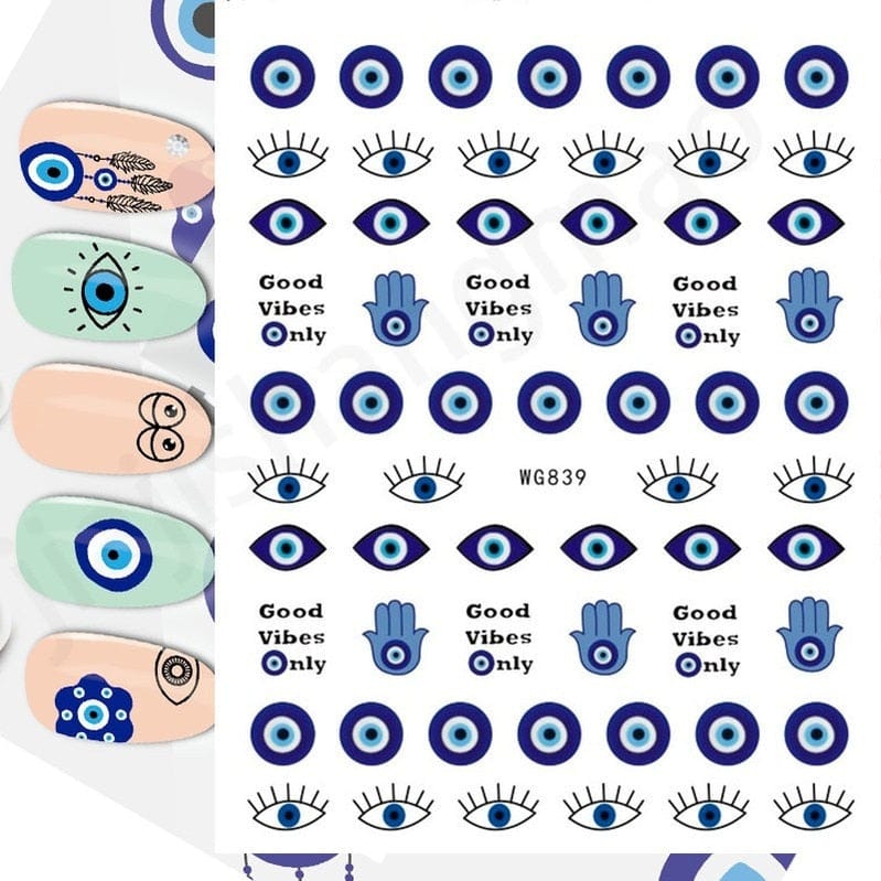 Greek Evil Eye Design 15 Evil Eye 3D Design Nails Stickers