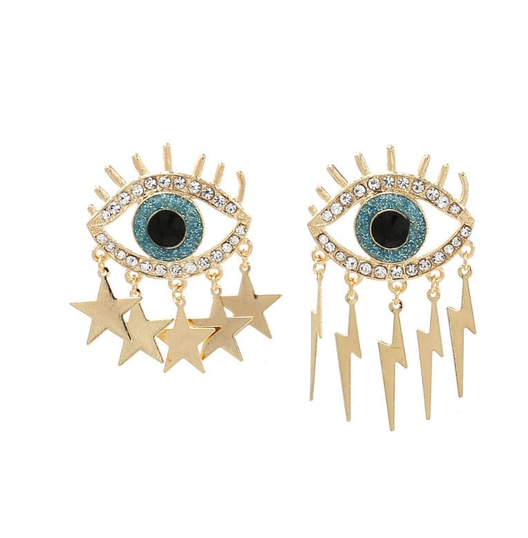 Greek Evil Eye Design-15 Rhinestone Evil Eye Drop Earrings