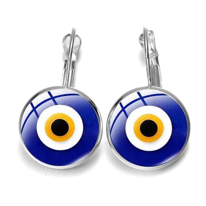 Greek Evil Eye Design-16 Blue Evil Eye Pattern Earrings