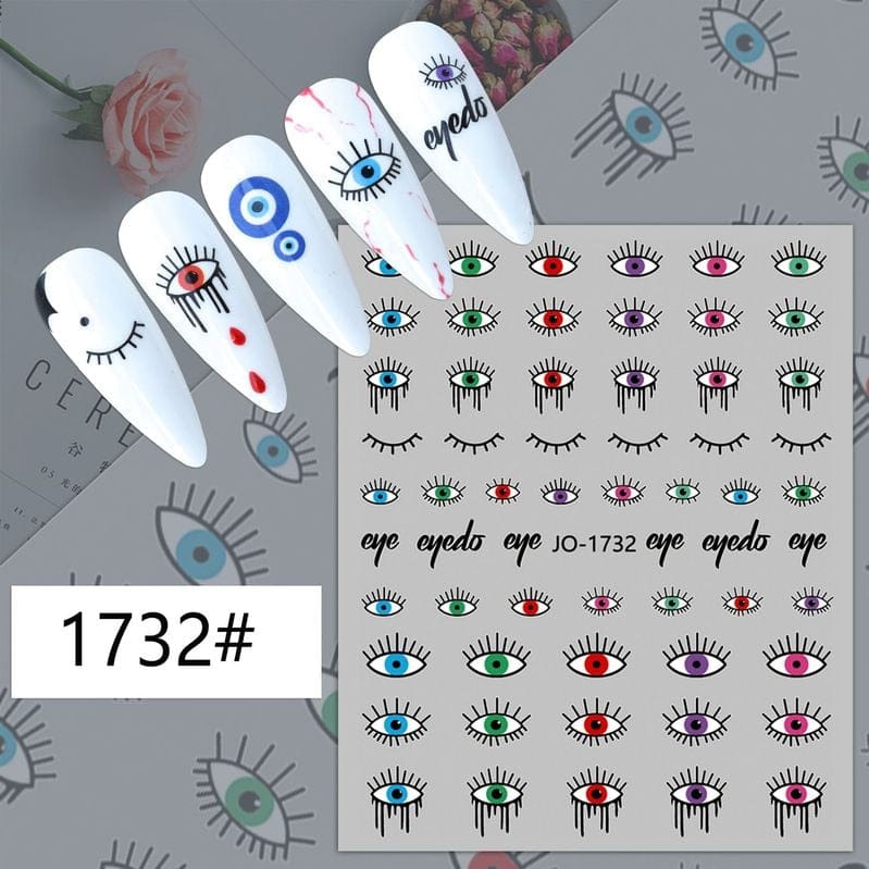 Greek Evil Eye Design 16 Evil Eye 3D Design Nails Stickers