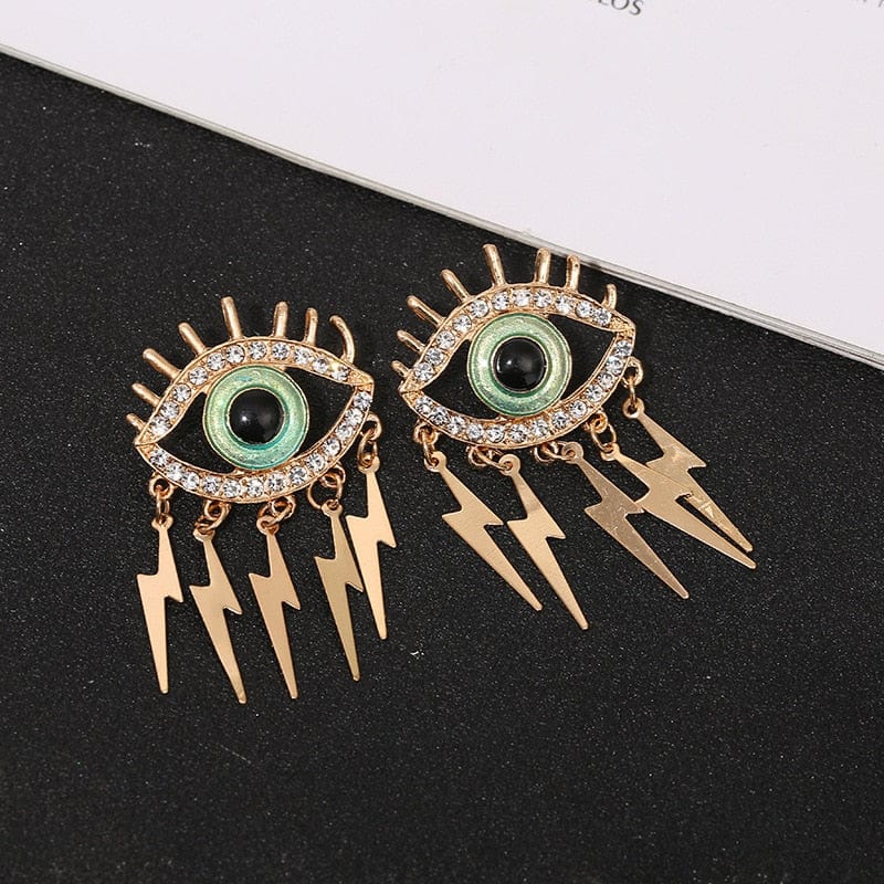 Greek Evil Eye Design-16 Rhinestone Evil Eye Drop Earrings