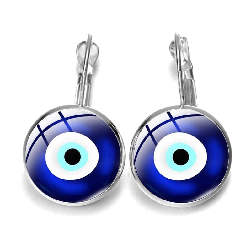 Greek Evil Eye Design-17 Blue Evil Eye Pattern Earrings