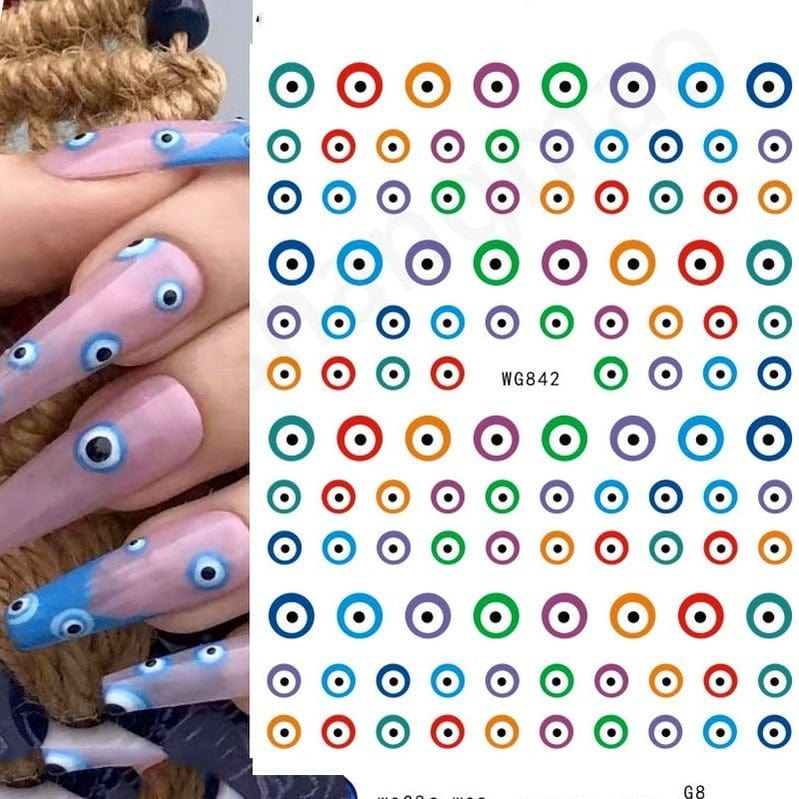 Greek Evil Eye Design 17 Evil Eye 3D Design Nails Stickers