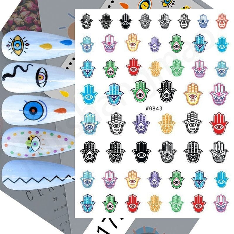 Greek Evil Eye Design 18 Evil Eye 3D Design Nails Stickers