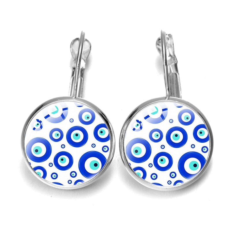 Greek Evil Eye Design-2 Blue Evil Eye Pattern Earrings