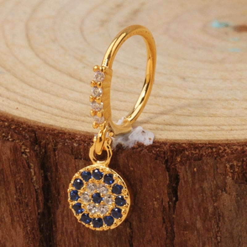 Greek Evil Eye Design-2 Evil Eye Gold Charm Nose Ring