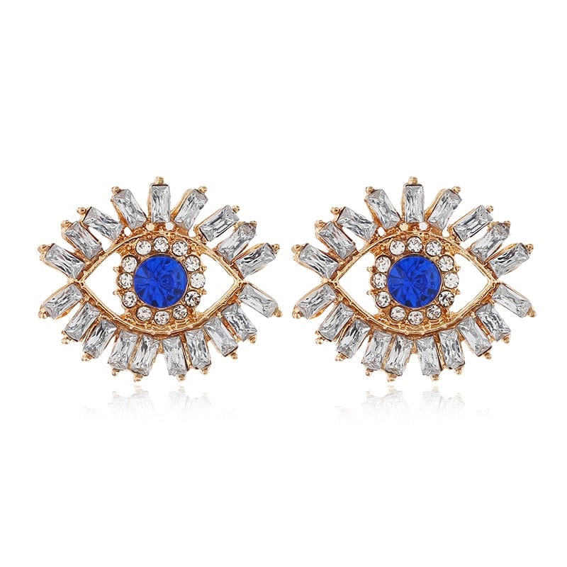 Greek Evil Eye Design-2 Rhinestone Evil Eye Drop Earrings