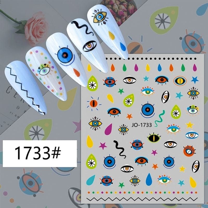 Greek Evil Eye Design 21 Evil Eye 3D Design Nails Stickers