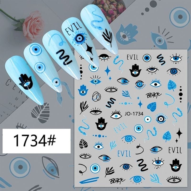 Greek Evil Eye Design 23 Evil Eye 3D Design Nails Stickers