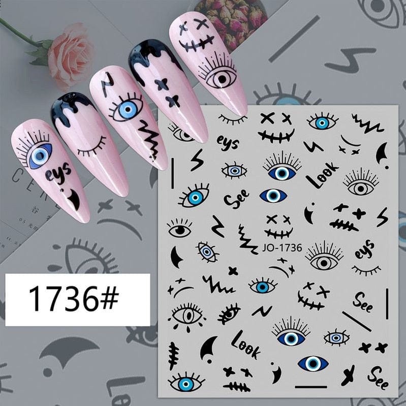 Greek Evil Eye Design 24 Evil Eye 3D Design Nails Stickers